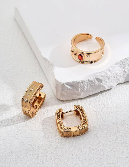 Golden Geometric Hoop Earrings - Golden Melody Limited