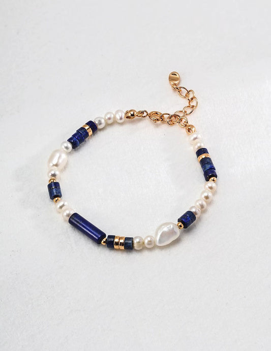 Lapis Lazuli and Pearl Harmony Bracelet - Golden Melody Limited