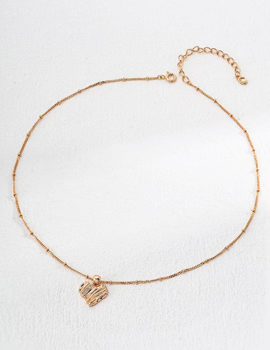 Textured Heart Pendant Necklace - Golden Melody Limited