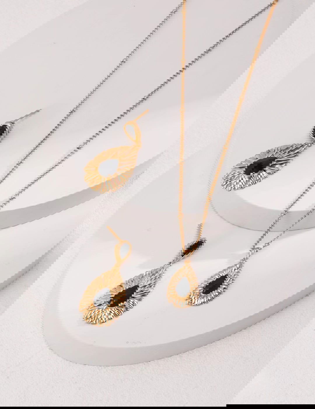 Black Zircon Sunburst Drop Earrings - Golden Melody Limited