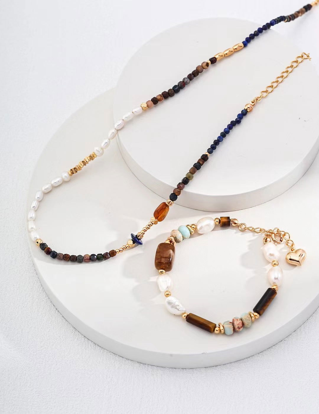Earthy Elegance Gemstone and Pearl Bracelet - Golden Melody Limited