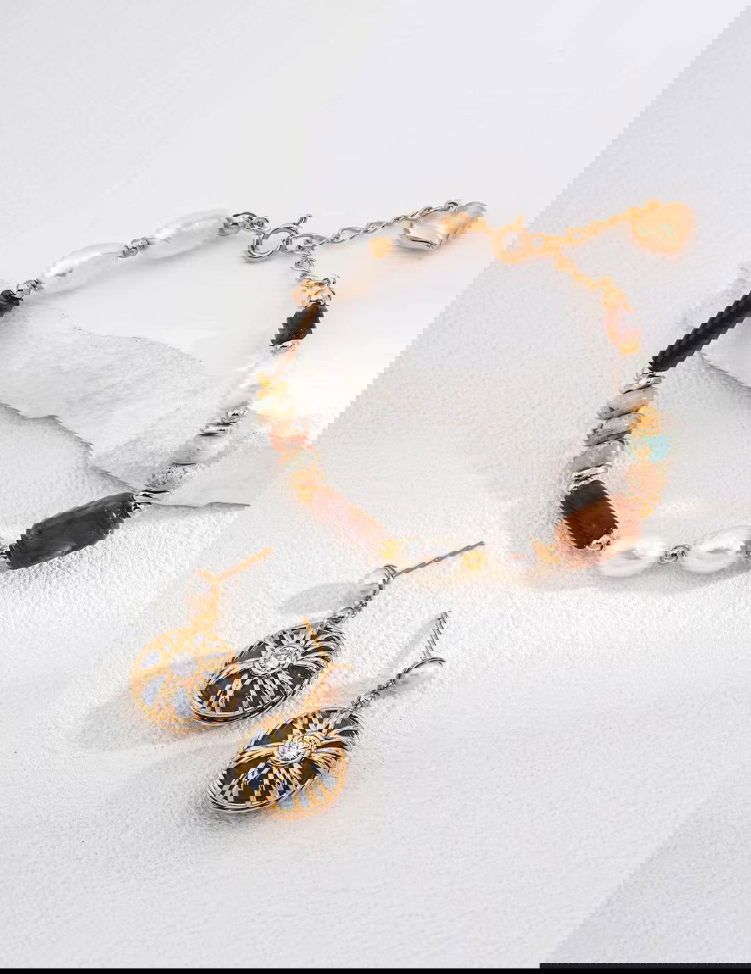 Earthy Elegance Gemstone and Pearl Bracelet - Golden Melody Limited