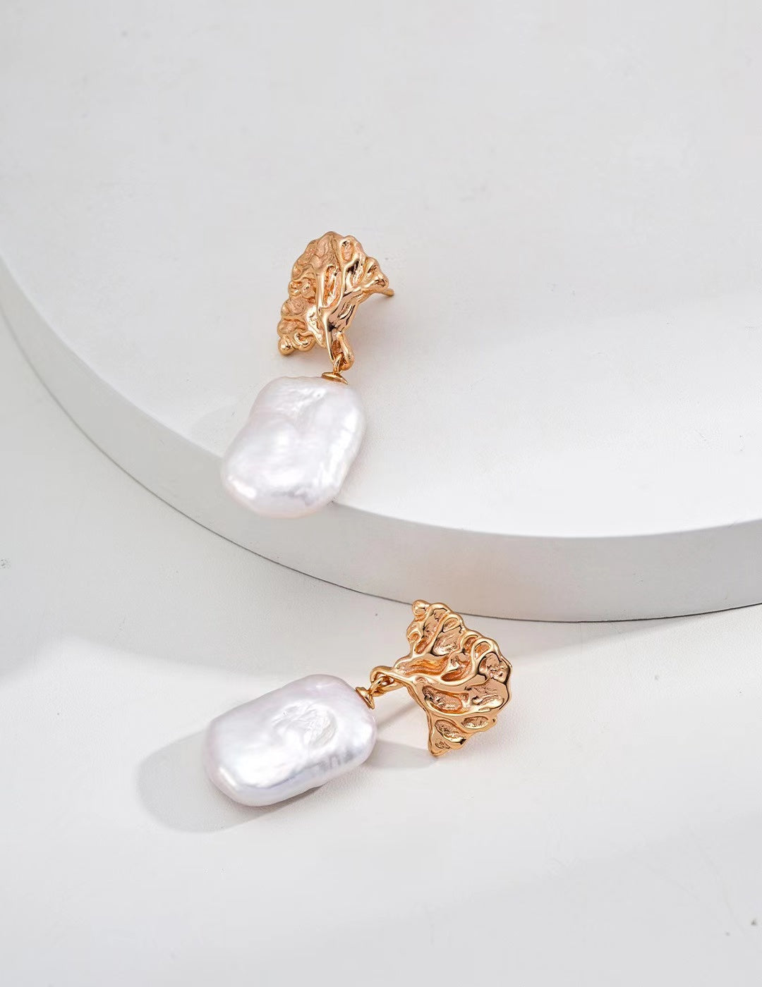 Golden Coral Baroque Pearl Earrings - Golden Melody Limited