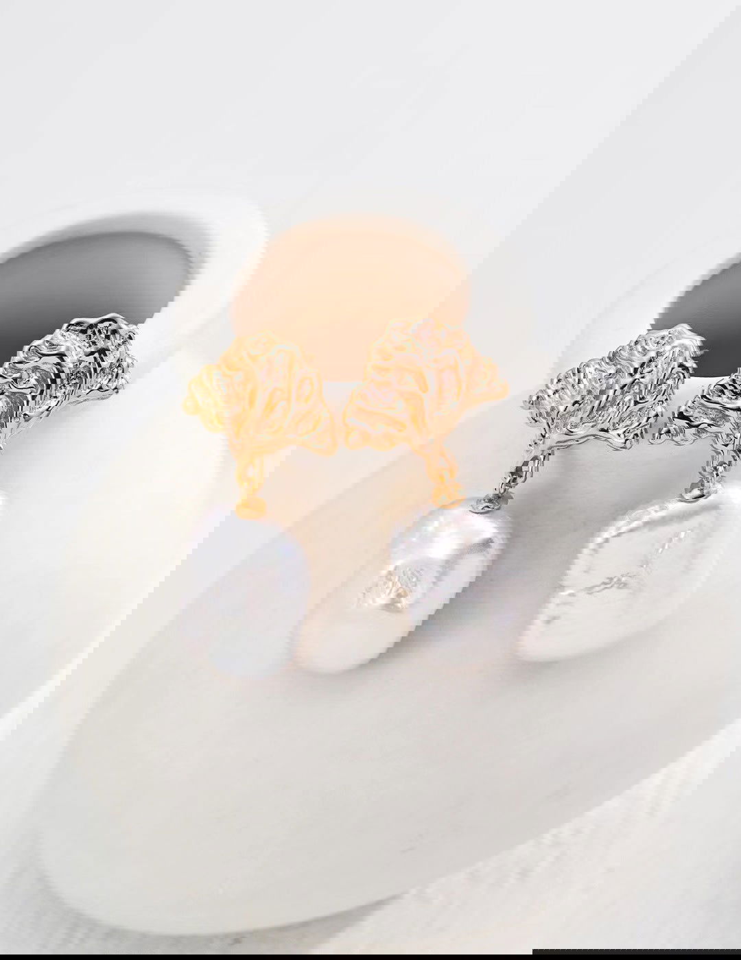Golden Coral Baroque Pearl Earrings - Golden Melody Limited