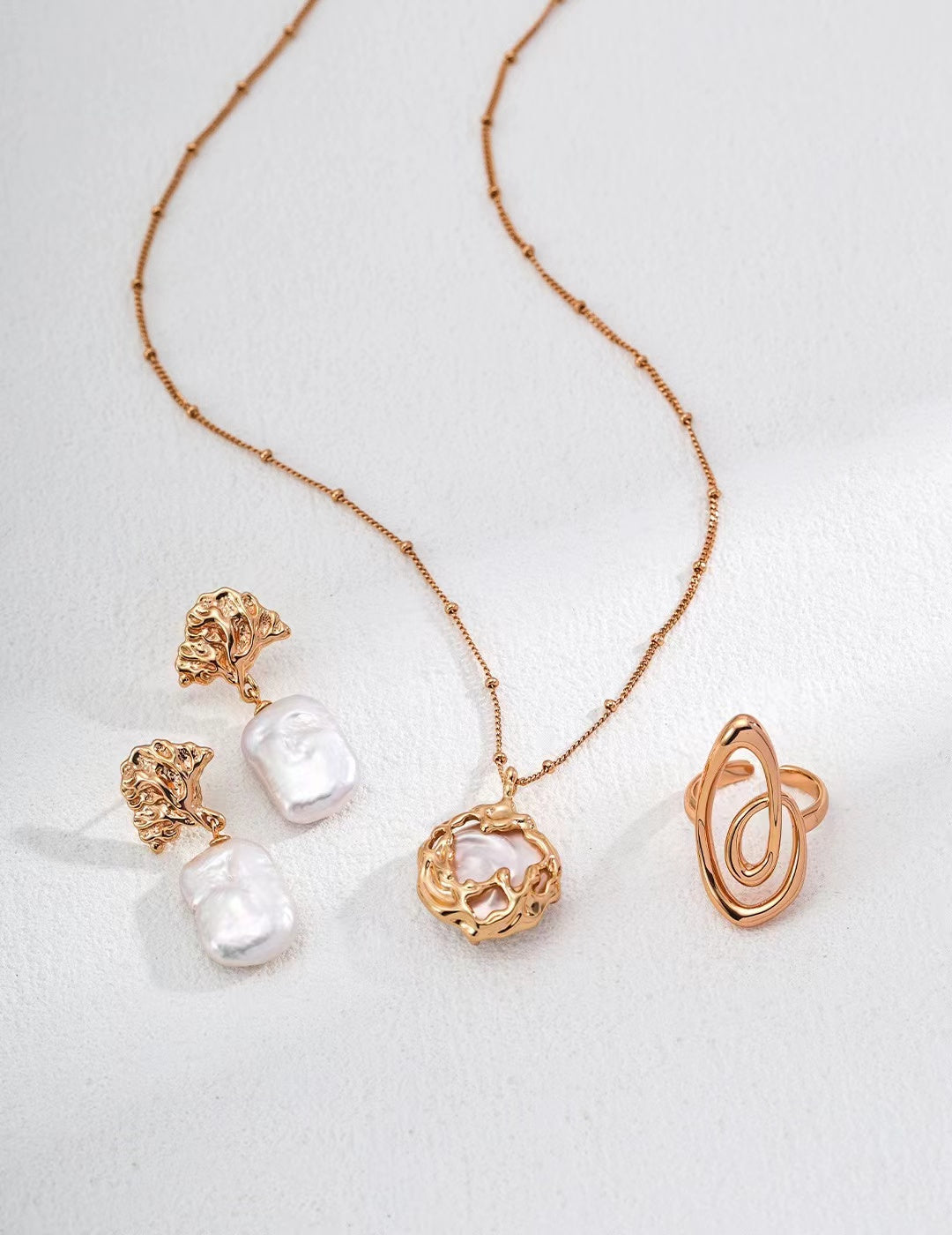 Golden Coral Baroque Pearl Earrings - Golden Melody Limited