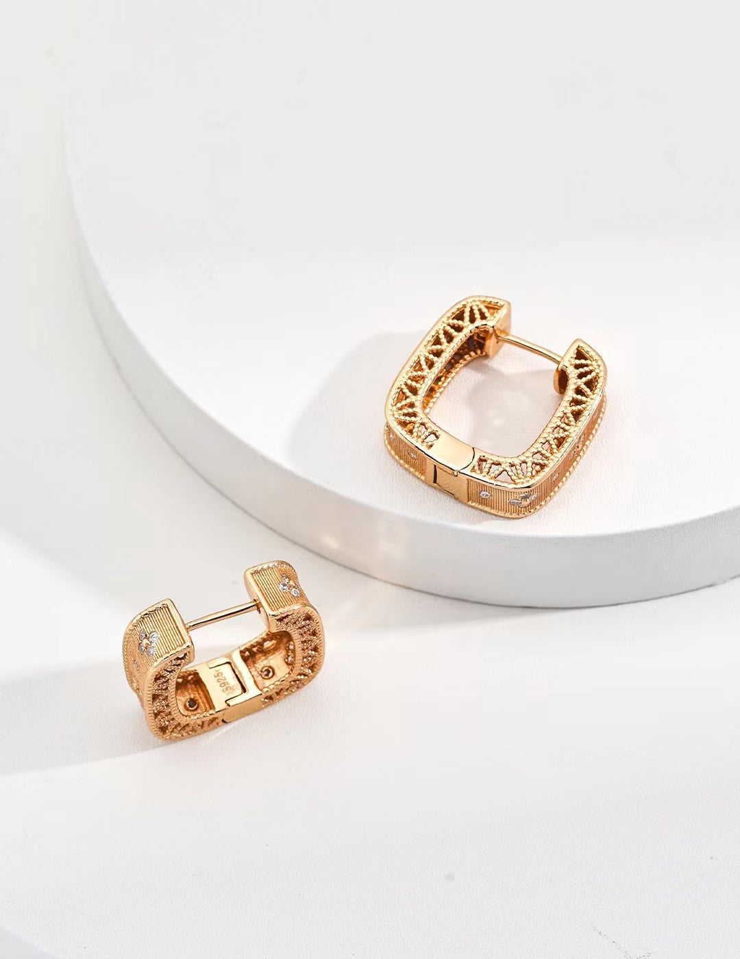 Golden Geometric Hoop Earrings - Golden Melody Limited