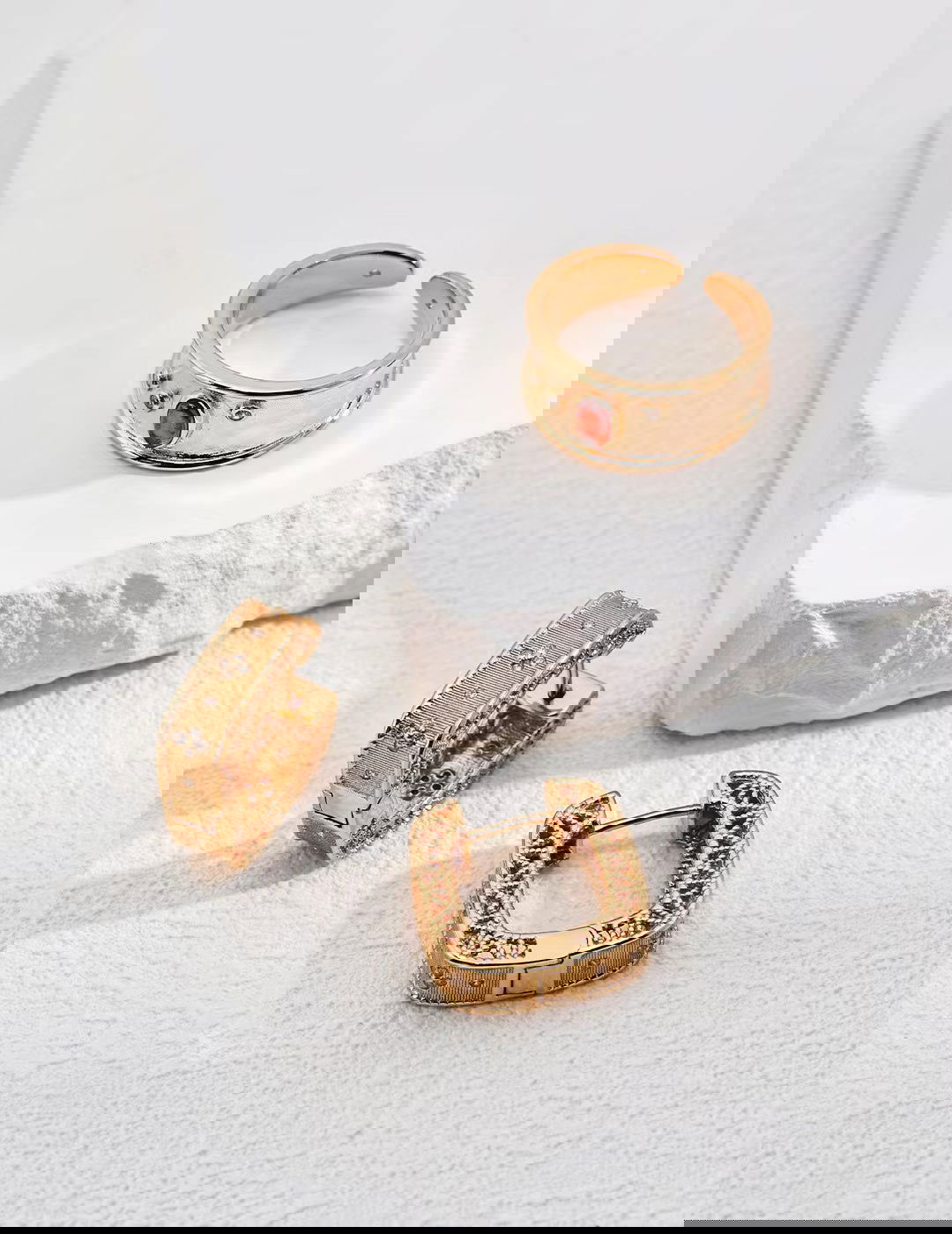 Golden Geometric Hoop Earrings - Golden Melody Limited