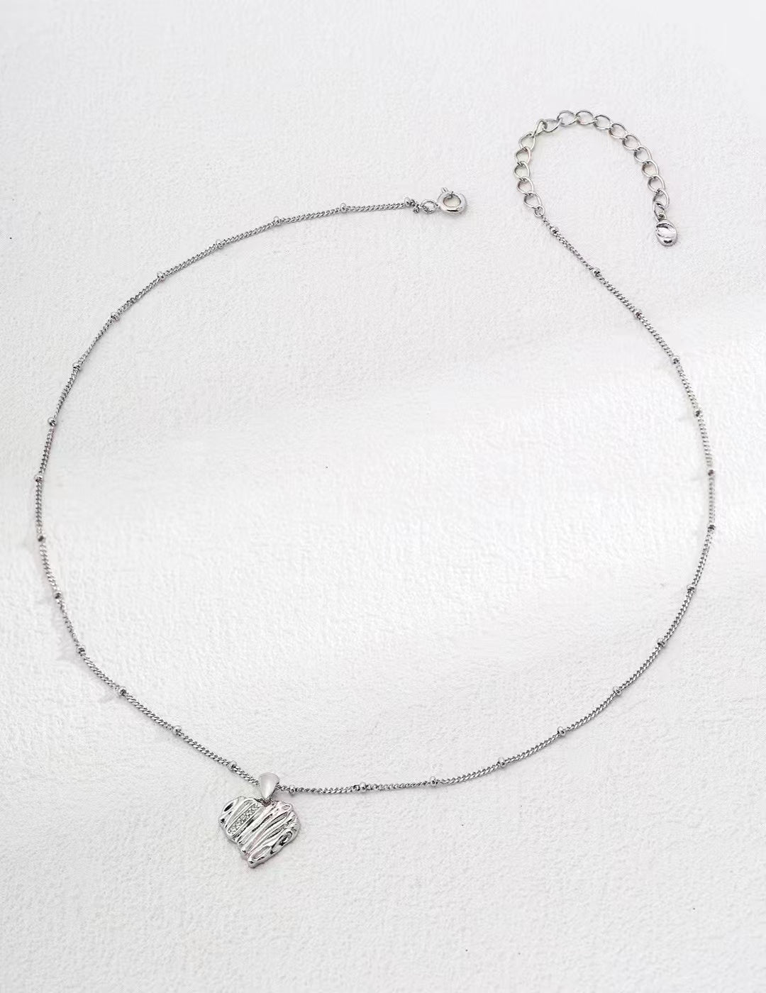 Textured Heart Pendant Necklace - Golden Melody Limited